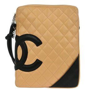 Chanel Beige Black Calfskin Cambon Ligne Crossbody Bag 135444